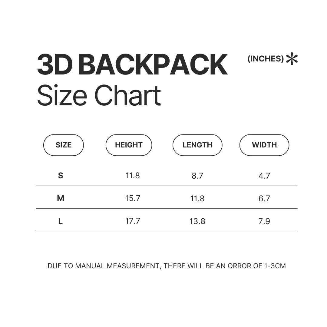 3D Backpack Size Chart - One-Punch Man Au Store