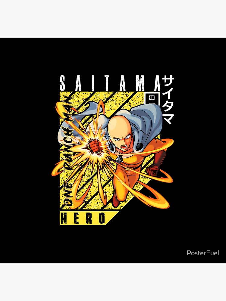 Saitama Ultimate Punch Action Art Throw Pillow - Image 2