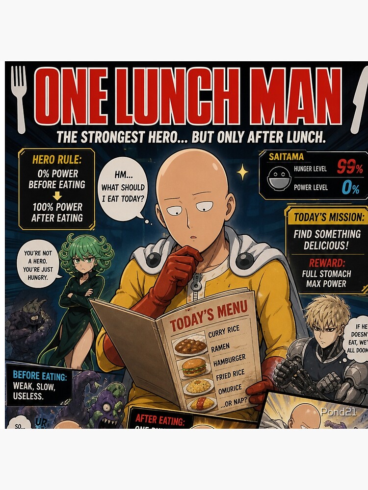 One Punch Man Lunch Parody Throw Pillow - Image 2