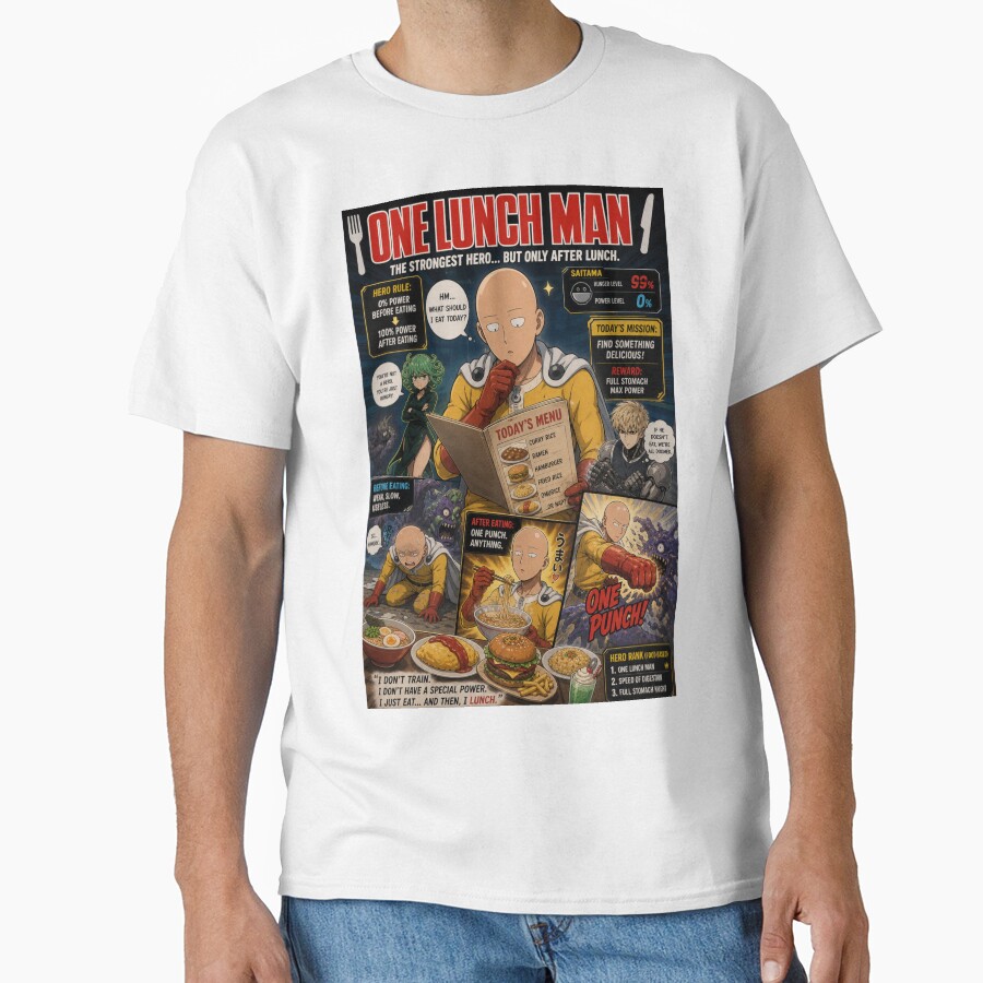 One Punch Man Parody Lunch T-shirt