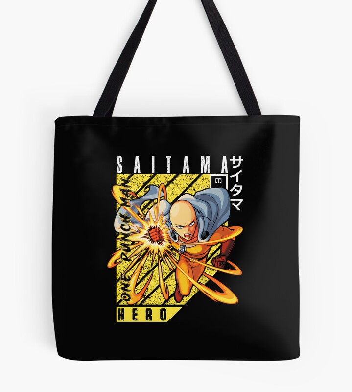 Saitama Ultimate Punch Action Art Tote Bag