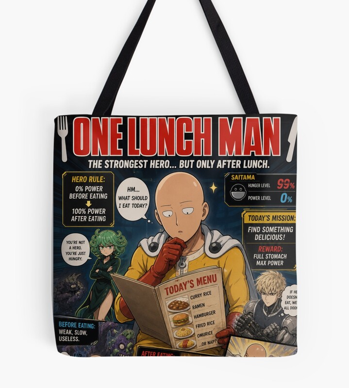 One Punch Man Lunch Parody Tote Bag