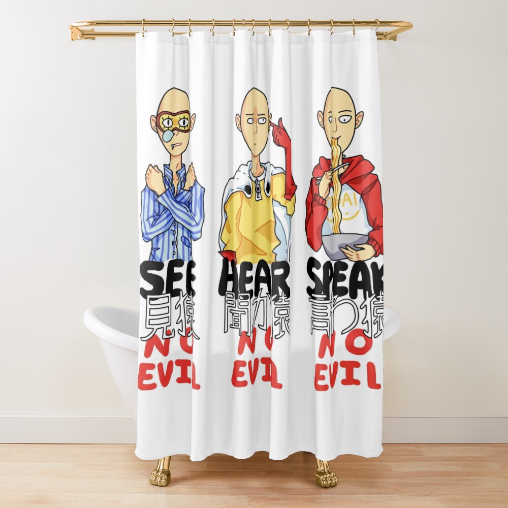 Saitama Three Monkey Style Shower Curtain