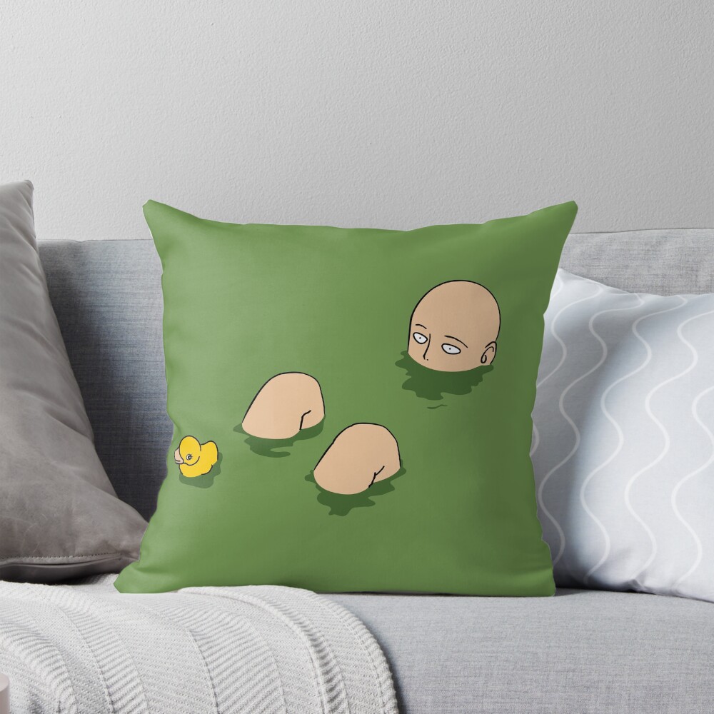 Saitama Bath Time Hero Ducky Throw Pillow