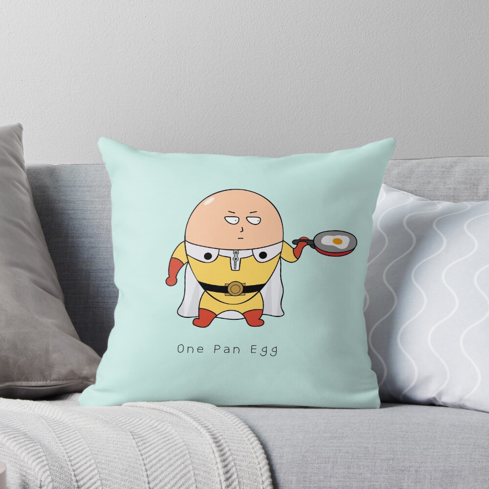 Saitama Egg Face Hero Throw Pillow