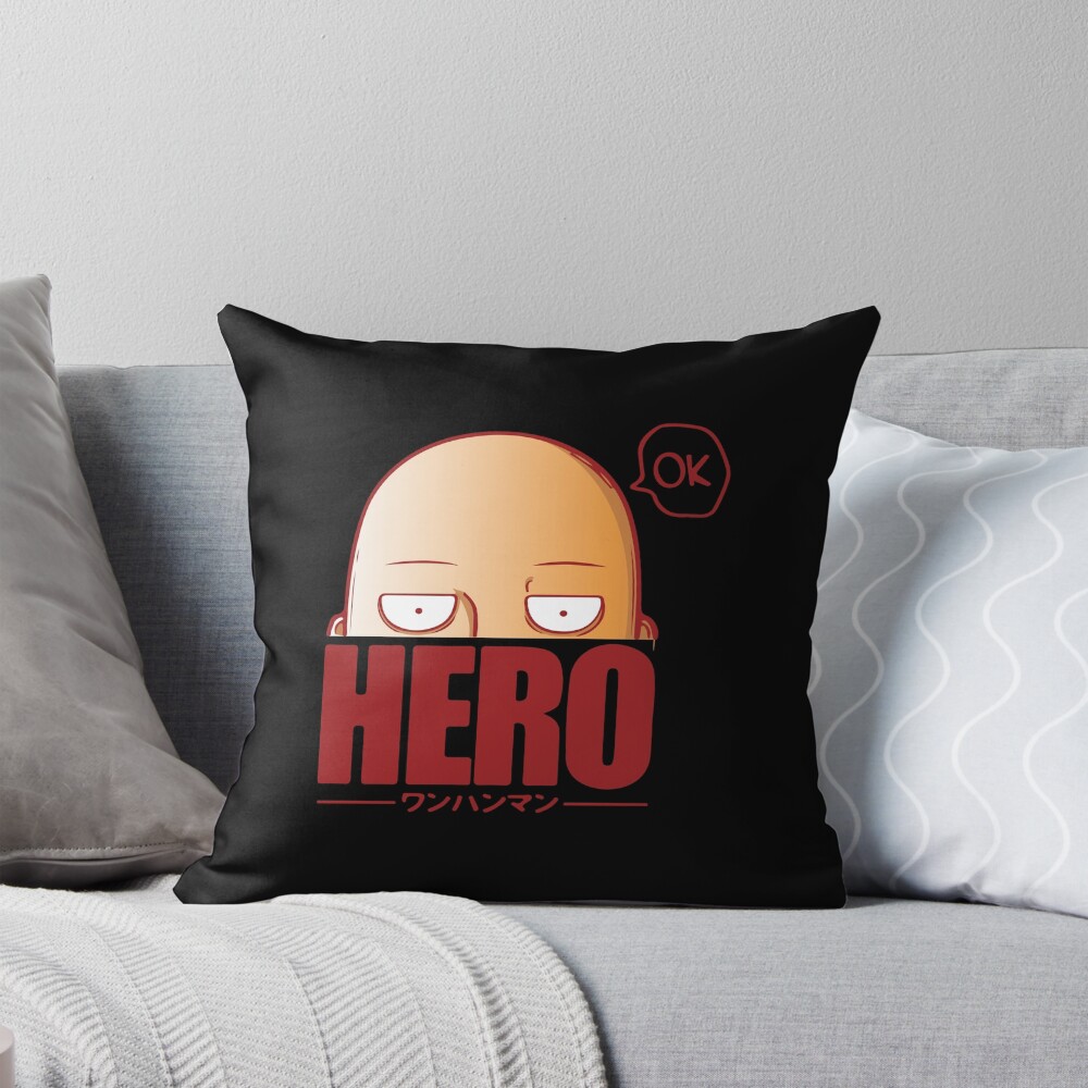 Saitama Unbothered Calm Hero Throw Pillow