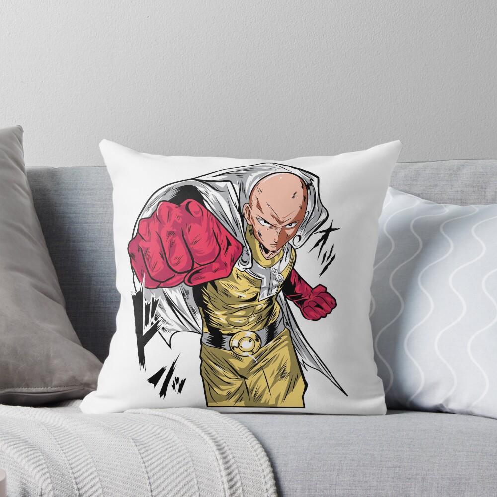 Saitama Infinite Serious Punch Throw Pillow