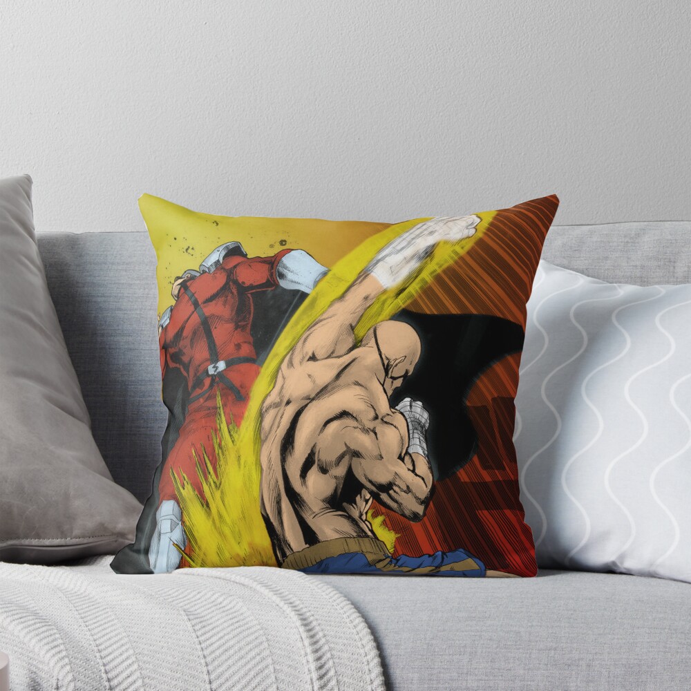 Saitama Vs Monster Battle Throw Pillow