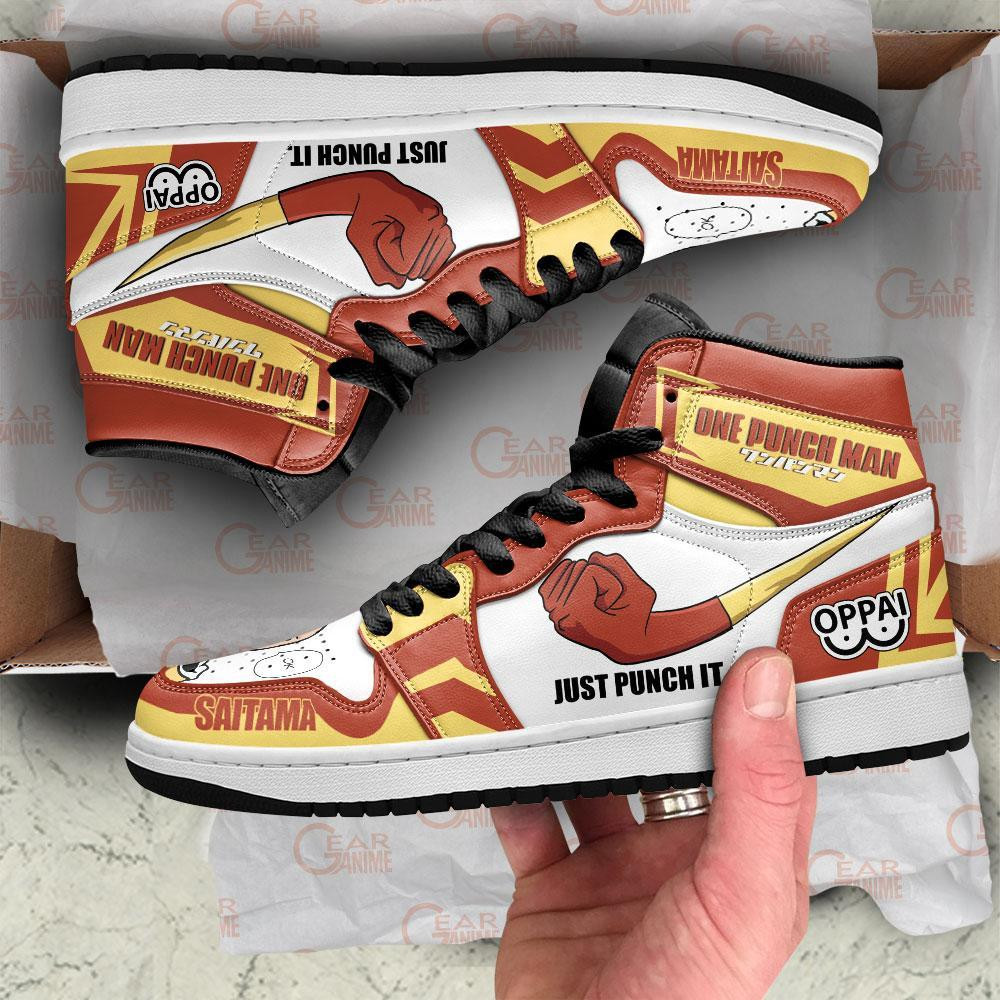 Saitama Just Punch It Custom High-Top Sneakers - Image 2