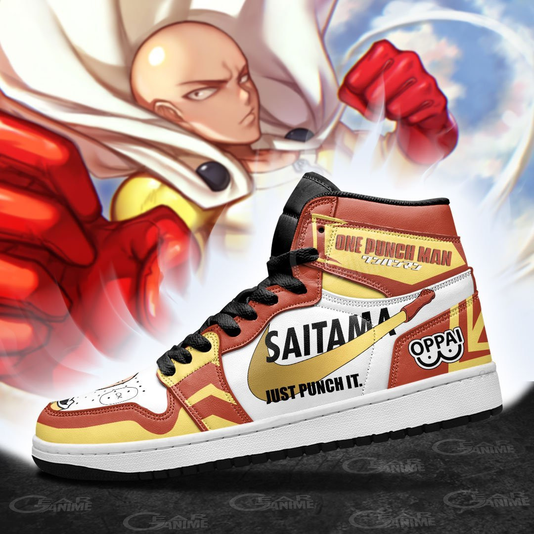 Saitama Custom High-Top Sneakers Just Punch It
