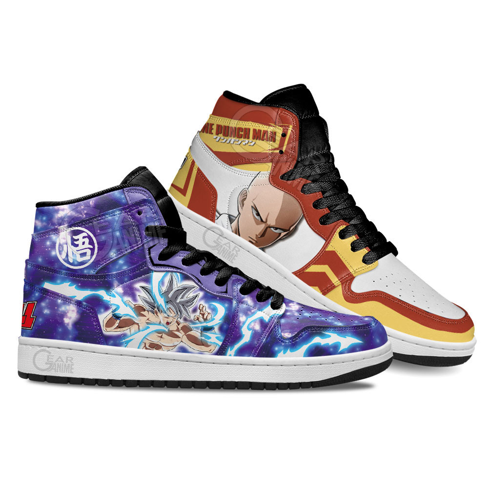 Goku Ultra Instinct vs Saitama Custom High-Top Sneakers Mashup Anime - Image 2