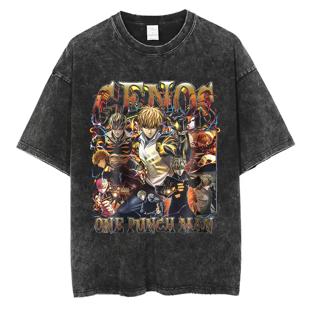 Genos Anime One Punch Man Mineral Wash T-shirt