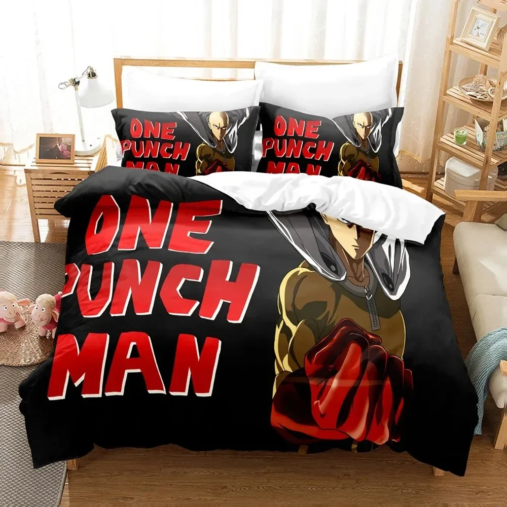 Saitama Red Text Anime One-Punch Man Bedding Set