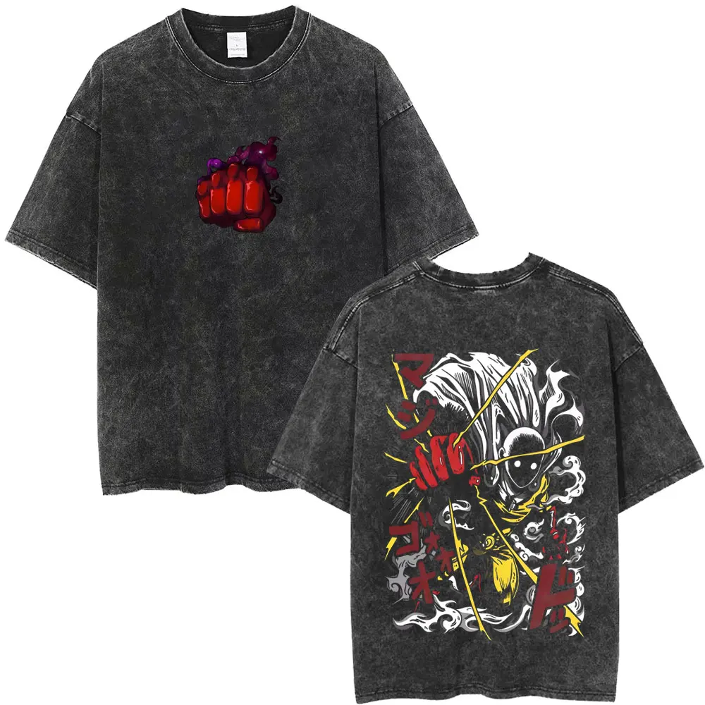 Saitama Two Sides Anime One Punch Man Mineral Wash T-shirt