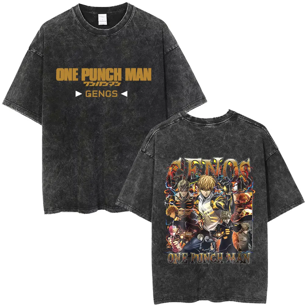 Genos Yellow Design Anime One Punch Man Mineral Wash T-shirt