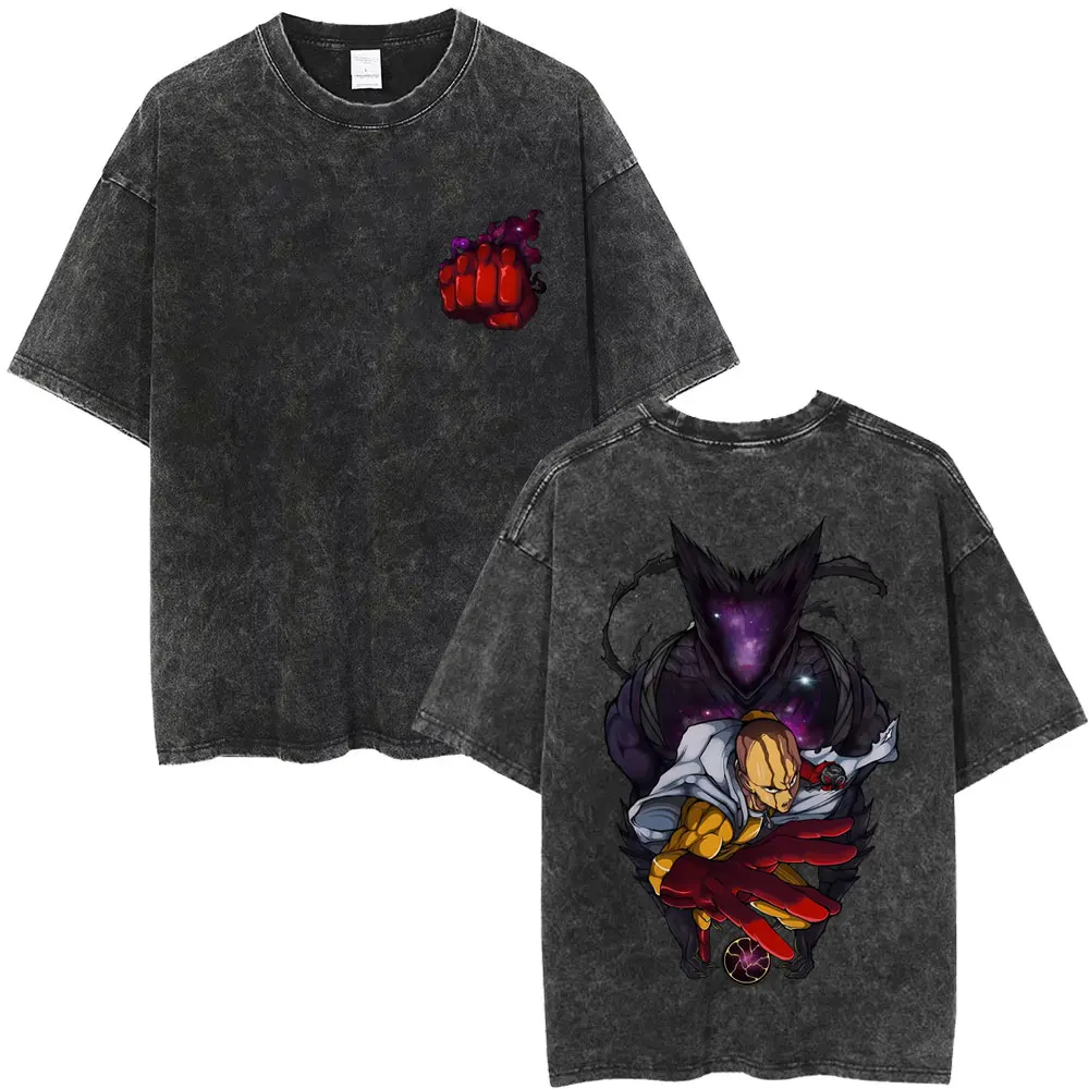 Saitama Garou Anime One Punch Man Mineral Wash T-shirt